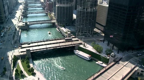 Chicago River / Downtown from Above - Time Lapse Stock Footage 8575813