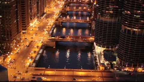 Chicago River Drawbridges at Dusk Video stock 9026271