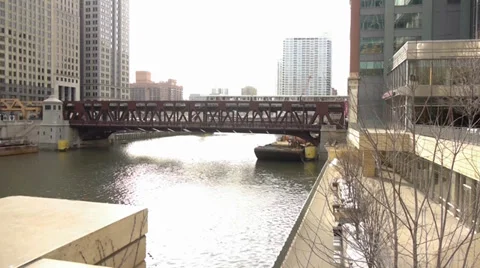 Chicago River flowing through downtown, Chicago, Illinois Stock Footage 35596633