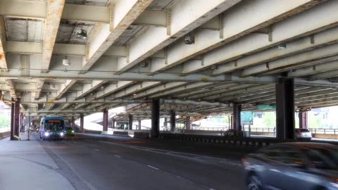 Chicago river Outer Drive Bridge know as Franklin Delano Roosevelt Bridge, .. Video stock 255993452