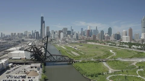 Chicago - River Skyline View 3 - 4K Aerial Stock Footage 111166811