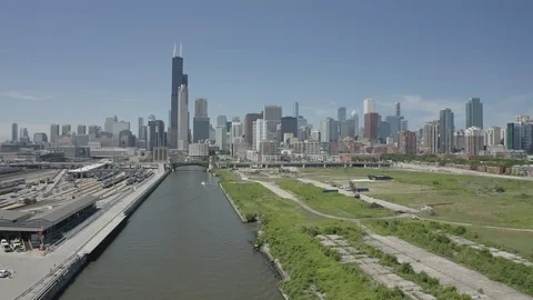 Chicago - River Skyline View - 4K Aerial Stock Footage 111167238