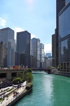 Chicago River skyline view Stock Photos