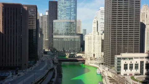 Chicago River on St Patricks Day Stock Footage 152050786