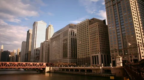 Chicago River Time Lapse Pan Stock Footage 513924