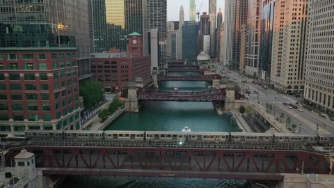 Chicago River Wells Bridge 2 Video stock 158459484