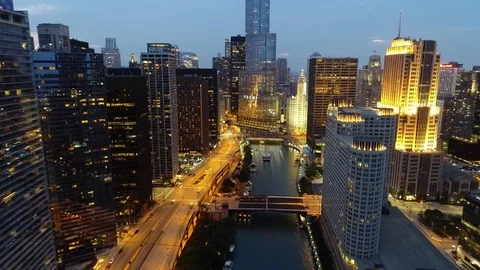 Chicago Riverwalk at Night 库存影片 94975900