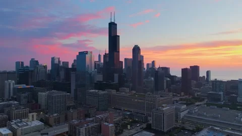 Chicago Sears at sunrise Stock Footage 252239804