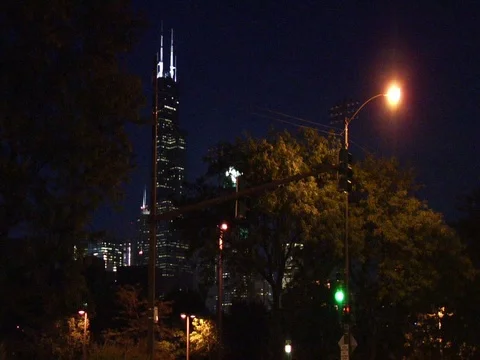 Chicago Sears Tower Night Stock Footage 99999010