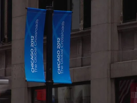 Chicago Sign With School Buses Stock Footage 12108902