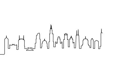 Chicago single line skyline drawing 4K Stock-Footage 315683771