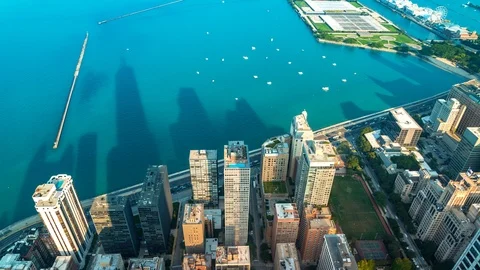 Chicago skycraper shadows move in time-lapse Stock Footage 95657376