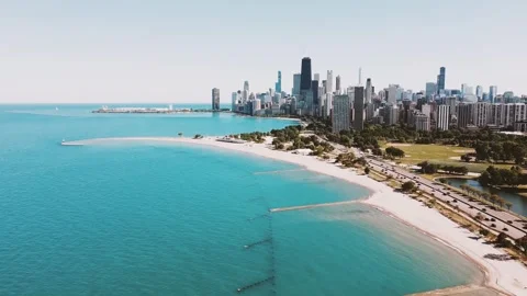 Chicago Skyline Aerial Drone Stock Footage 166181849