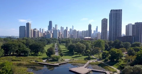 Chicago Skyline Aerial View Stock Footage