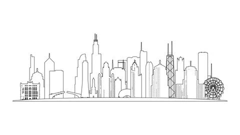 Chicago skyline animation 4K Stock Footage 315683759