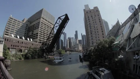 Chicago Skyline With Boat 2 Stock Footage 79020895