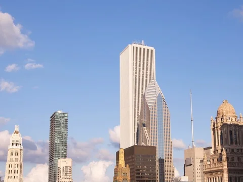 Chicago Skyline Buildings and Clouds - timelapse city Stock Footage