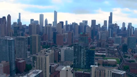 Chicago Skyline Close (Rising) Stock Footage 219825281