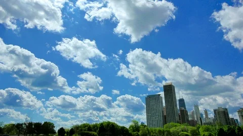 Chicago Skyline with Clouds Crossing the Sky Time Lapse Stock Footage 87429424