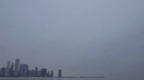 Chicago Skyline Diagonal Pan, Wide, Winter Stock-Footage 58932497