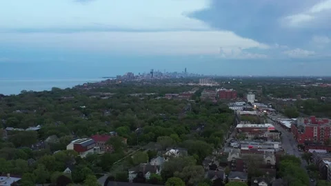 Chicago Skyline From Evanston, IL Stock Footage 130991292