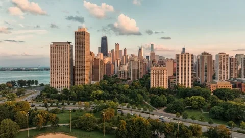 Chicago skyline hyperlapse panning Stock Footage 252240213