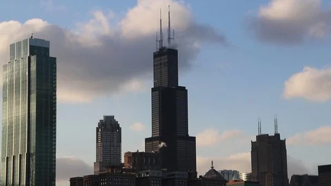 Chicago Skyline with Iconic Willis Tower Stock Footage 104343319