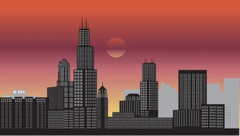Chicago skyline Ilustración de archivo