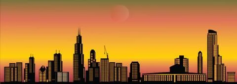 Chicago skyline Ilustración de archivo