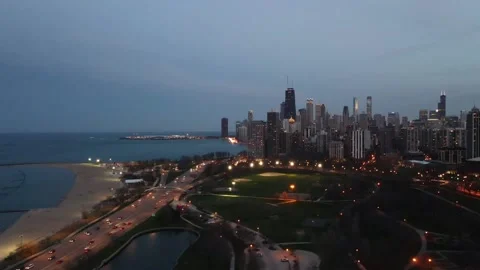 Chicago Skyline LSD Video stock 235720353