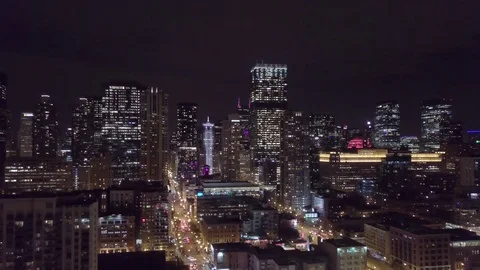 Chicago Skyline by Night - Aerial View Stock Footage