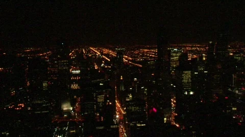 Chicago skyline night Stock Footage 557076