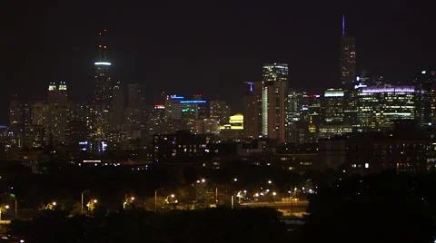 Chicago Skyline at night Stock Footage 40645790