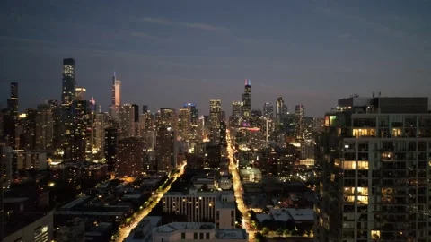 Chicago skyline panning shot Stock Footage 201313272