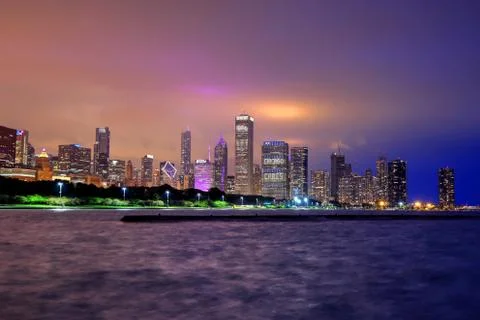 Chicago skyline Stockfoto's
