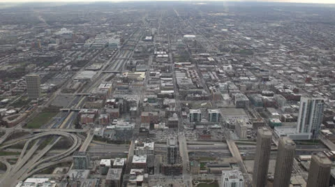 Chicago Skyline Rush Hour Intersection, Aerial View, Motorway Road, Roadway  Stock Footage 24705643