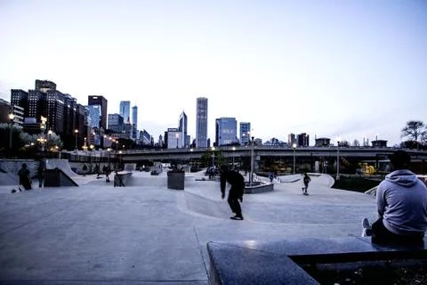 Chicago Skyline in the Summer Stock Photos