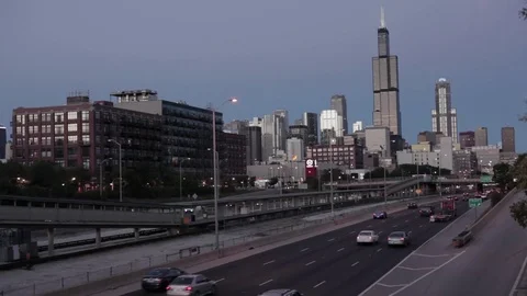 Chicago Skyline Sunset 290 Stock Footage 79020732
