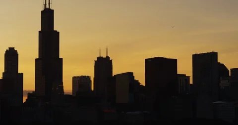Chicago Skyline Sunset 库存影片 106096897