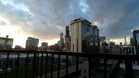 Chicago Skyline Sunset Stock Footage