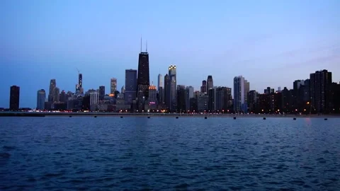Chicago Skyline Sunset Time lapse Video stock 170090390