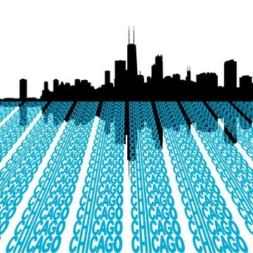 Chicago skyline with text Ilustración de archivo
