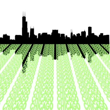 Chicago skyline with text Ilustración de archivo