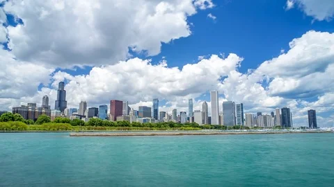Chicago Skyline Time Lapse 4K 1080P Stock Footage 77559055