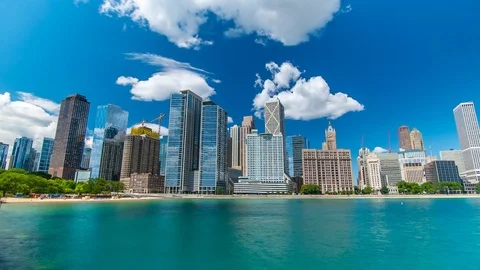 Chicago Skyline Time Lapse 4K 1080P Stock Footage 77575003