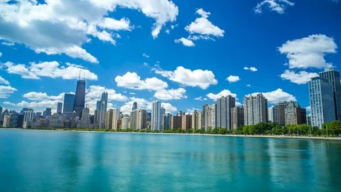 Chicago Skyline Time Lapse 4K 1080P Beach Stock Footage 77575390