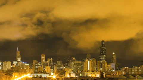 Chicago Skyline Time-Lapse Rooftop Stock Footage 24818189