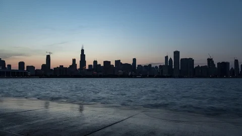 Chicago Skyline Timelapse, Sunset Stock Footage 96430081