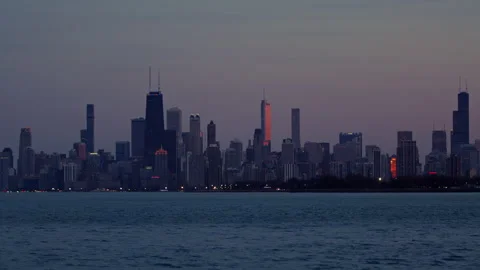 Chicago Skyline Timelapse Sunset Video stock 238407320
