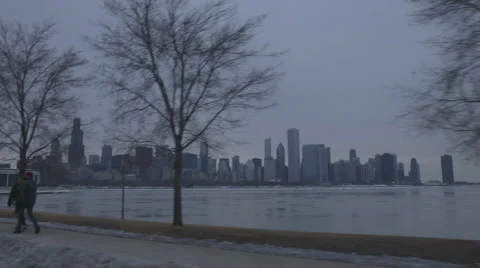 Chicago Skyline Tracking Shot, Winter Stock-Footage 58932560